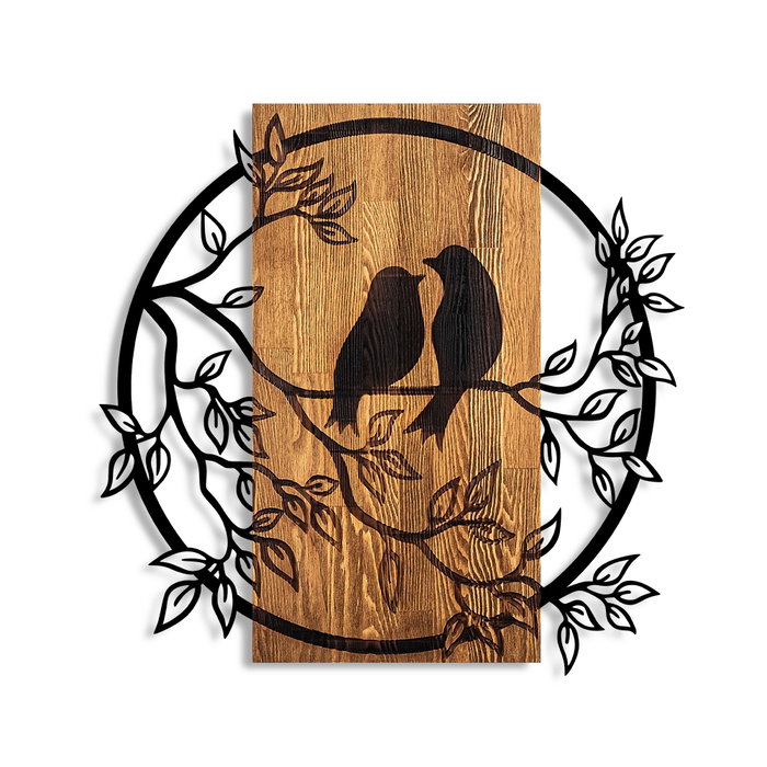 Wallity Couple Birds Escultura de Pared en Nogal y Negro Wallity Couple Birds Escultura de Pared en Nogal y Negro